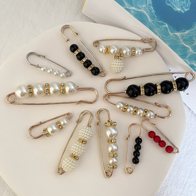 网红ins开衫固定别针时尚防走光珍珠胸针日韩风服装穿搭扣针批发