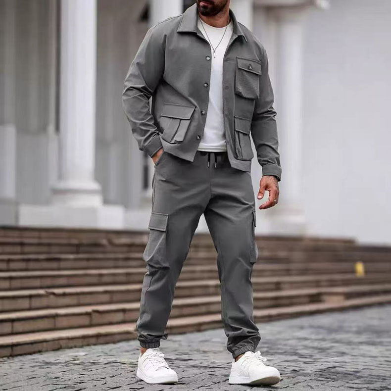 Completo uomo giacca da lavoro e pantaloni cargo multi-tasche_voghion.com