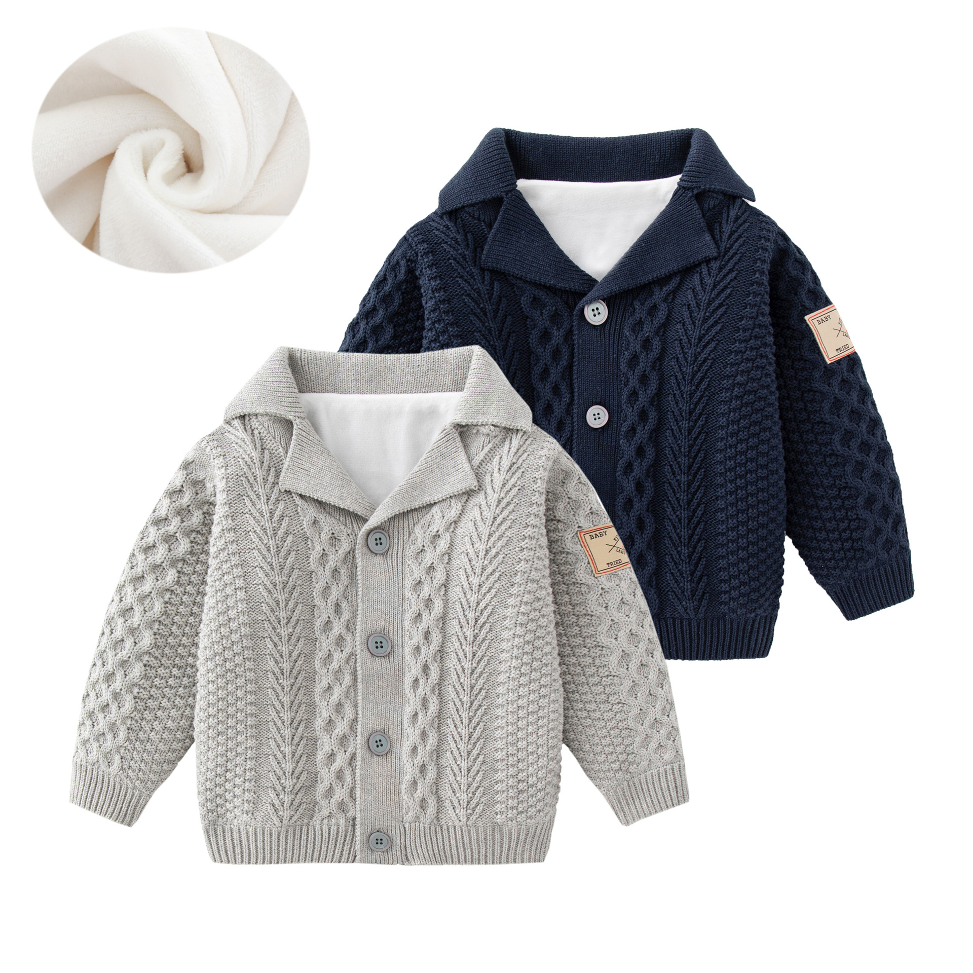 baby Sweater Winter clothes coat Children keep warm Twist knitting Plush coat European style Male treasure Western style Cardigan