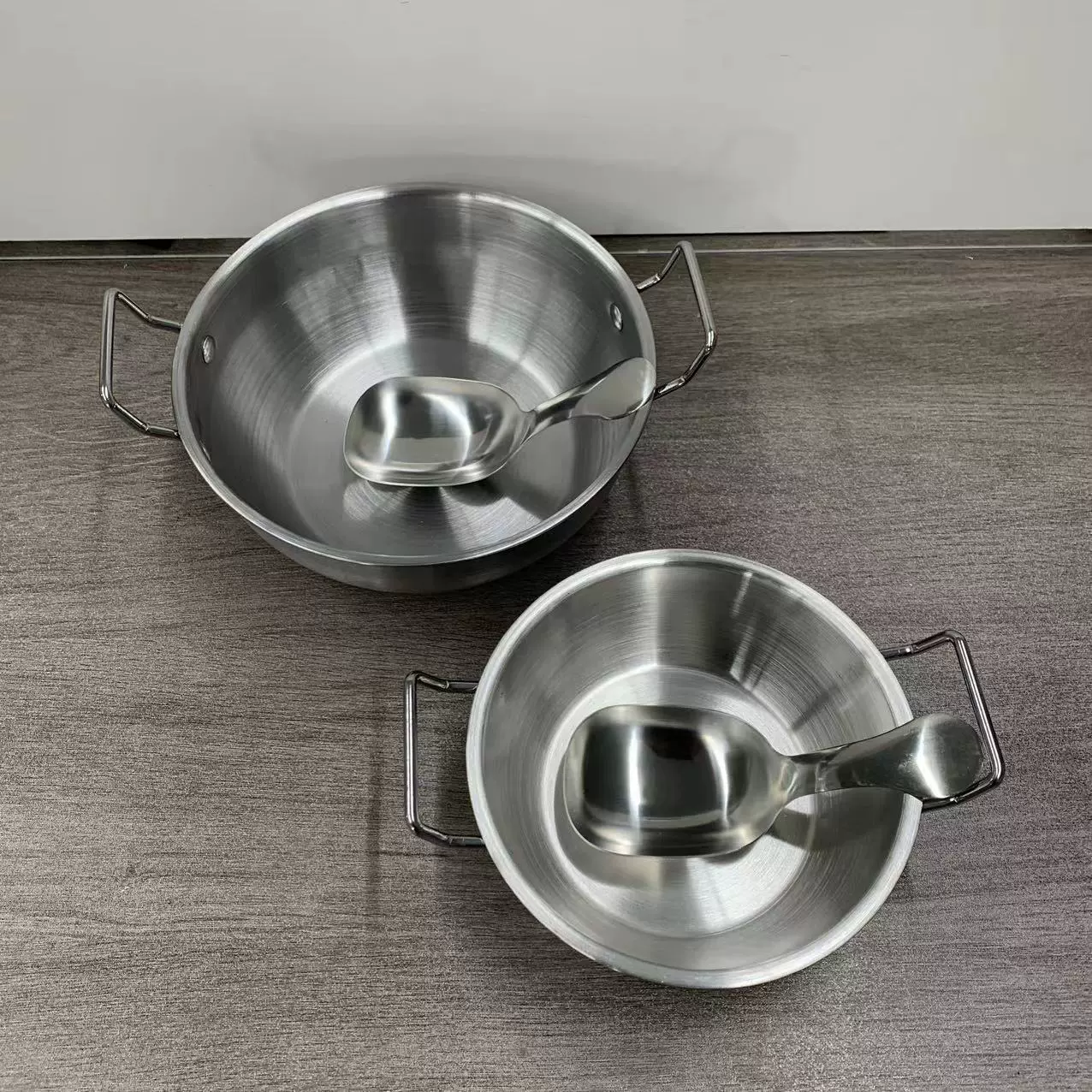 Корейская чаша из нержавеющей стали Двойная ушная чаша с ложкой Салатница Чаша с гарниром Горячая коробка для закусок Чаша для приготовления овощей Чаша с картофелем фри корзина