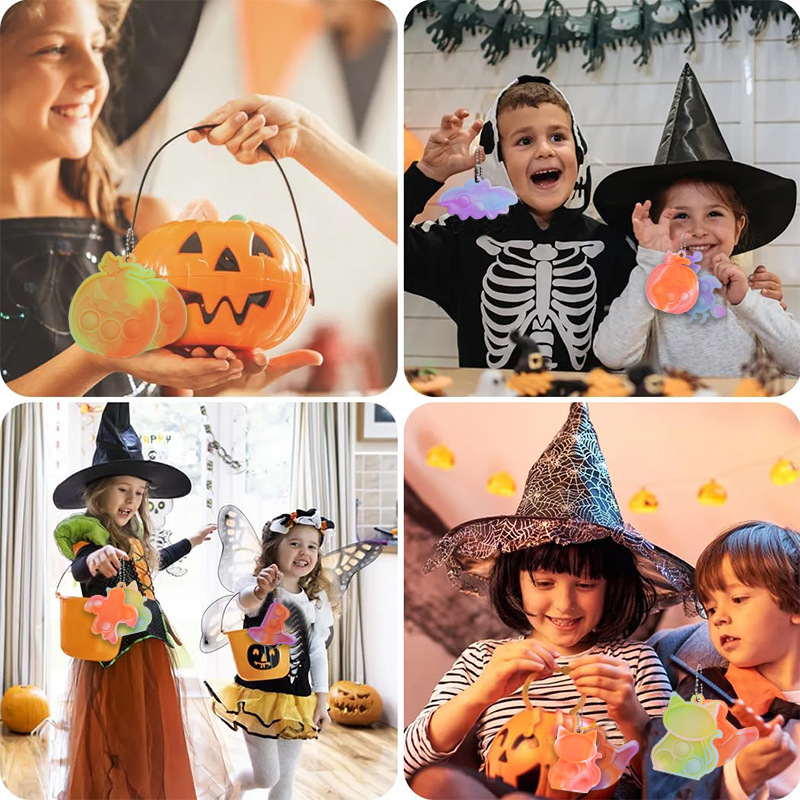 Nuevos productos Halloween Rat-Righting Pioneer Keychain calabaza bruja fantasma juguete descompresión colgante de silicona descompresión