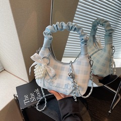 オリジナルデザインの女の子のハンドバッグ、シンプルな新しいショルダーバッグ、見栄えが良く、可愛くて多用途なチェック柄の女性用クロスボディバッグ