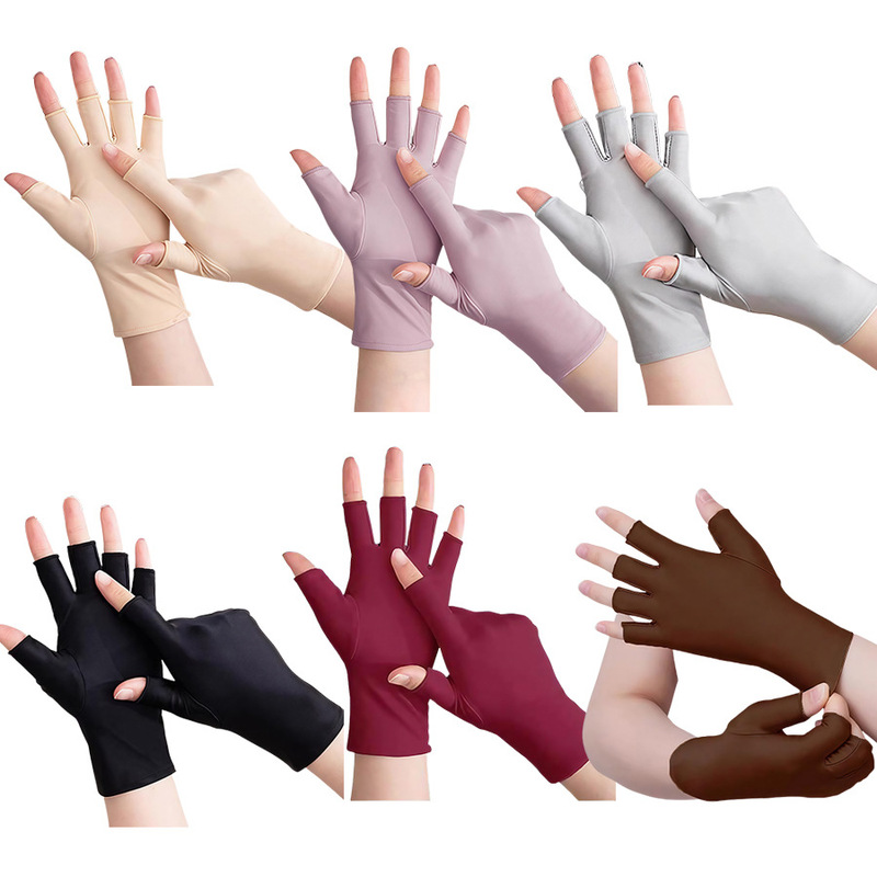 Sunscreen Gloves for Men and Women Thin Ice Silk Breathable Driving Riding Fishing Half Finger Tea Picking Nail Art Leakage 25 Fingers Sunscreen Gloves for Men and Women Thin Ice Silk Breathable Driving Riding Fishing Half Finger Tea Picking Nail Art Leakage 25 Fingers