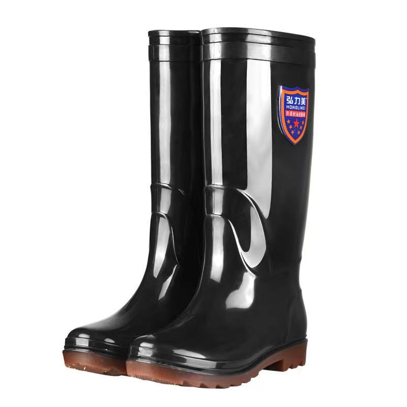 Rain Boots Wear-Resistant Beef Bottom Rain Boots Men's Warm Acid and Alkali Resistant High Barrel Thickened Rubber Rain Boots Non-Slip Labor Protection Waterproof Boots