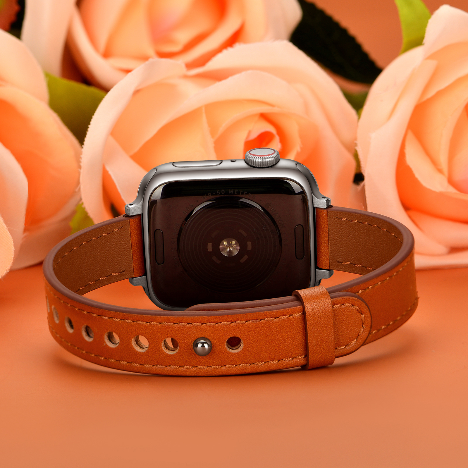 18g Weight Apple watch watchband Classification Genuine leather Material Solid Color Pattern Retro Style Retro Solid Color Apple Watch Watchband 27