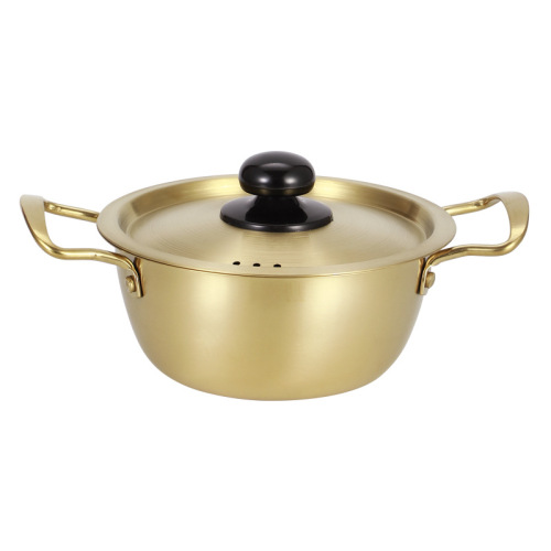 Korean-style stainless steel instant noodle pot, popular double-ear single-person noodle and soup pot, small hot pot specifically for gas and induction cookers