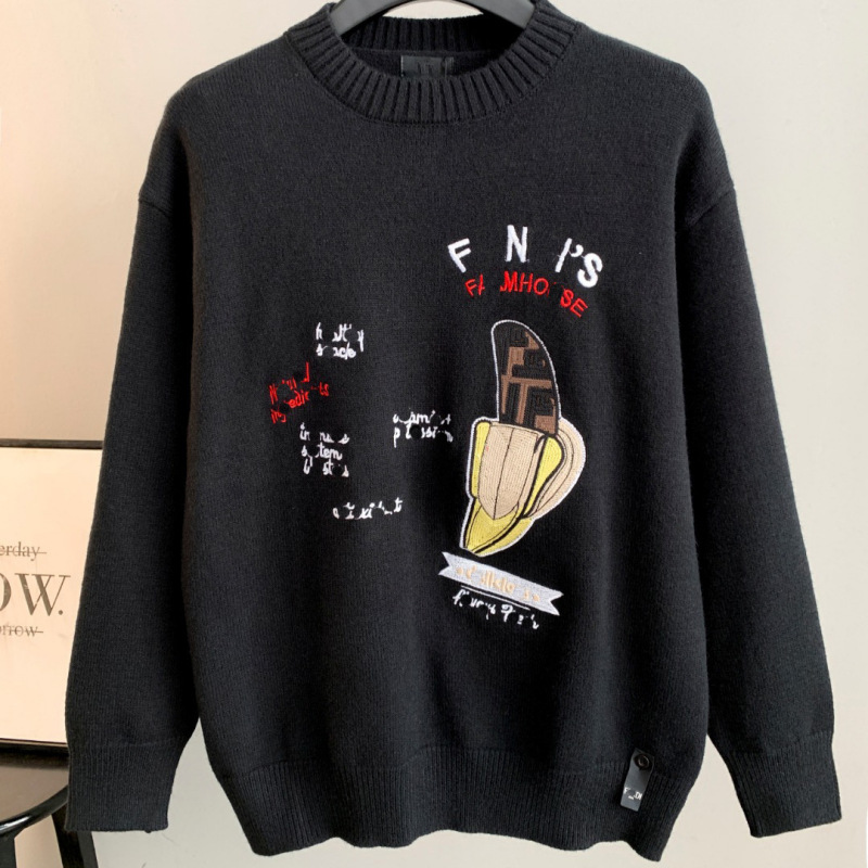 Nanyou High-Quality Fjia Fjia 25Fw Autumn and Winter New Cartoon Banana Patch Letter Embroider Men's and Women's Loose Sweaters Nanyou High-Quality Fjia Fjia 25Fw Autumn and Winter New Cartoon Banana Patch Letter Embroider Men's and Women's Loose Sweaters