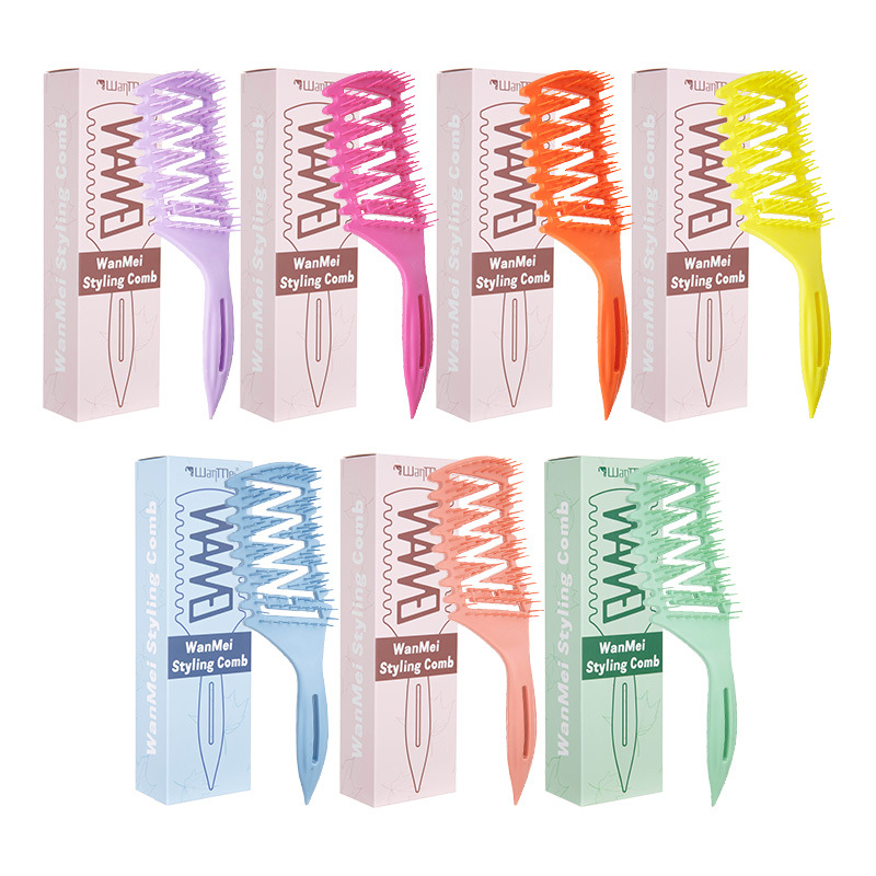 Hot sale cabello WANMEI hueco pein de modelado multifuncional extrusor de pasta de cola afilada pein flojo rebote rizado