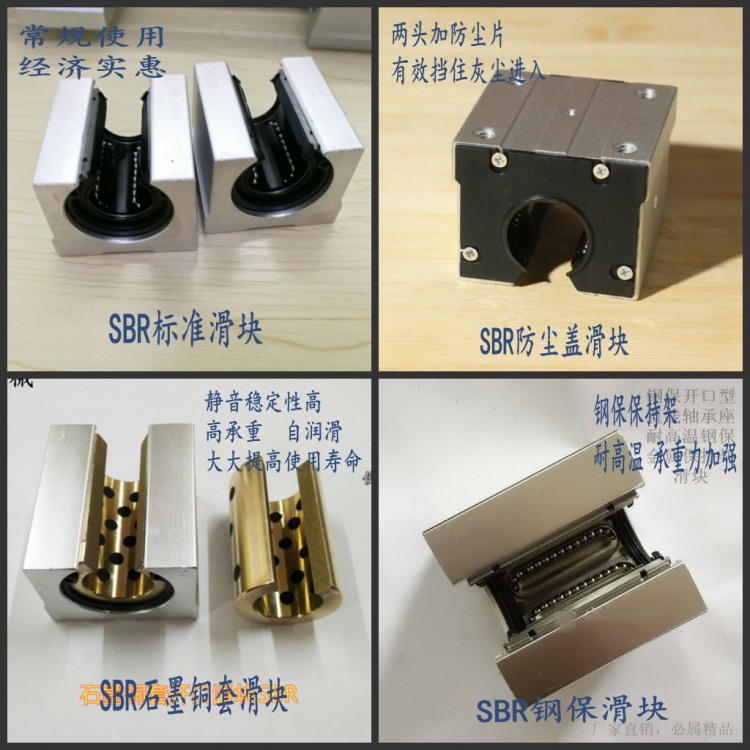 直线滑轨导轨滑块轴承石墨防尘盖木工推台SBR16 20 2530 35 40UU