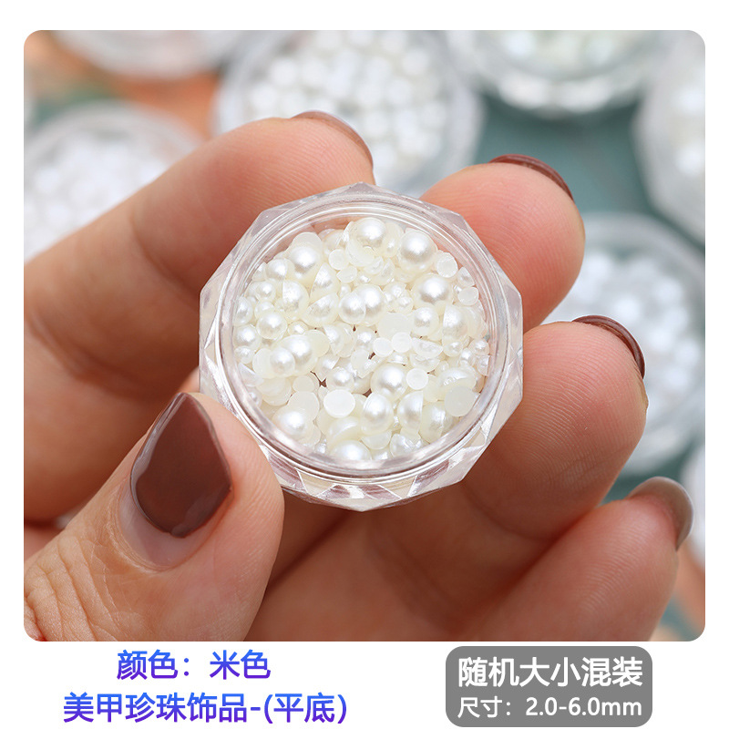 CR(129) de color beige de fondo plano semicírculo Perla-tamaño mixto