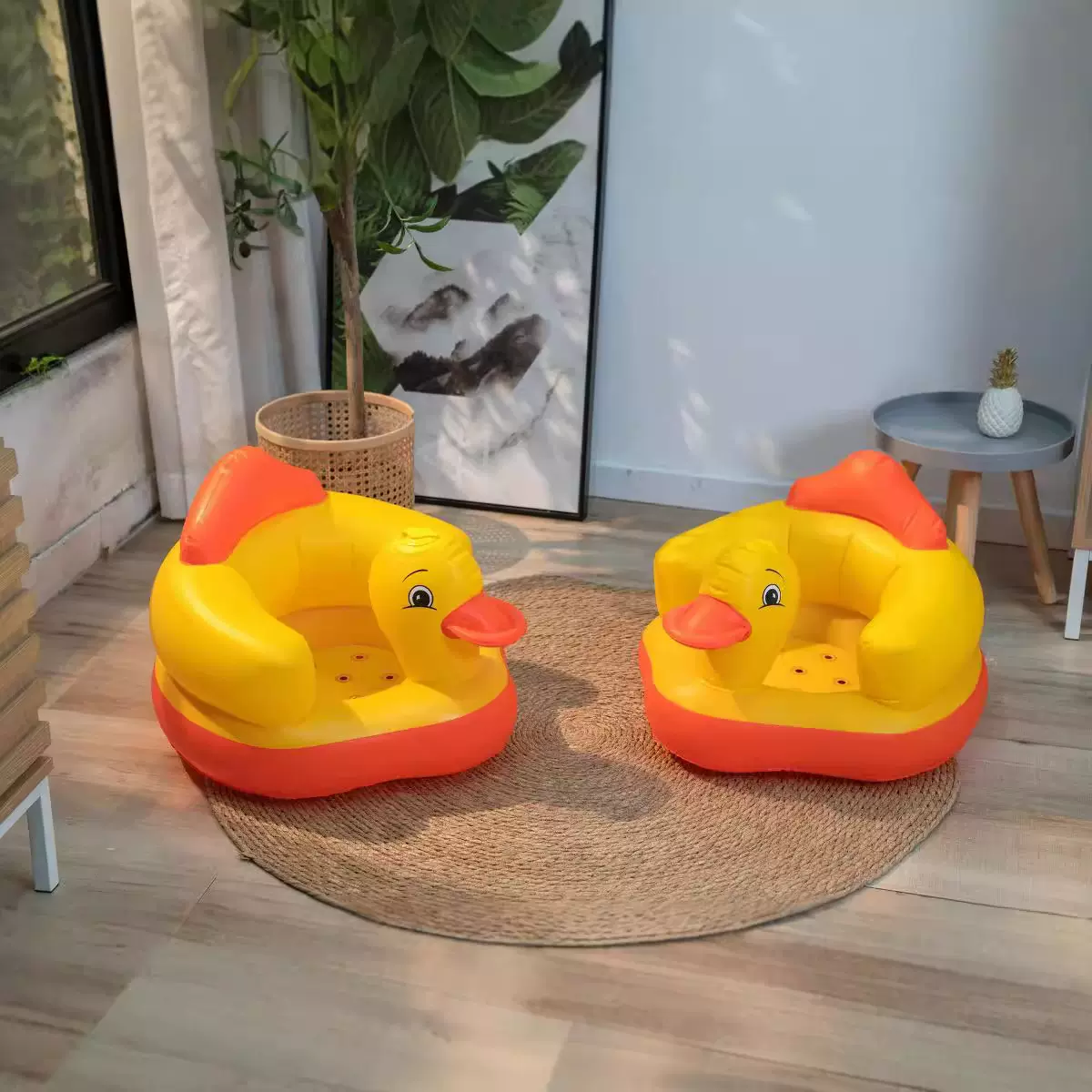 批发学坐椅婴儿神器充气学坐椅充气婴儿沙发学座椅充气小黄鸭学坐