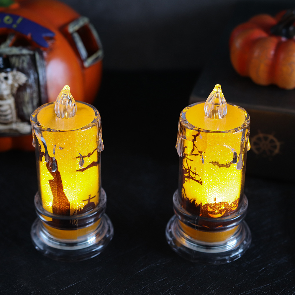 Halloween LED electrónica vela luz fantasma Festival decoración props vintage cristal Mesa swing noche luz calabaza luz al por mayor