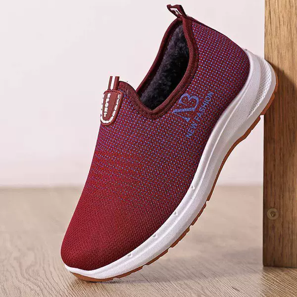 Keep warm red fleece shoes