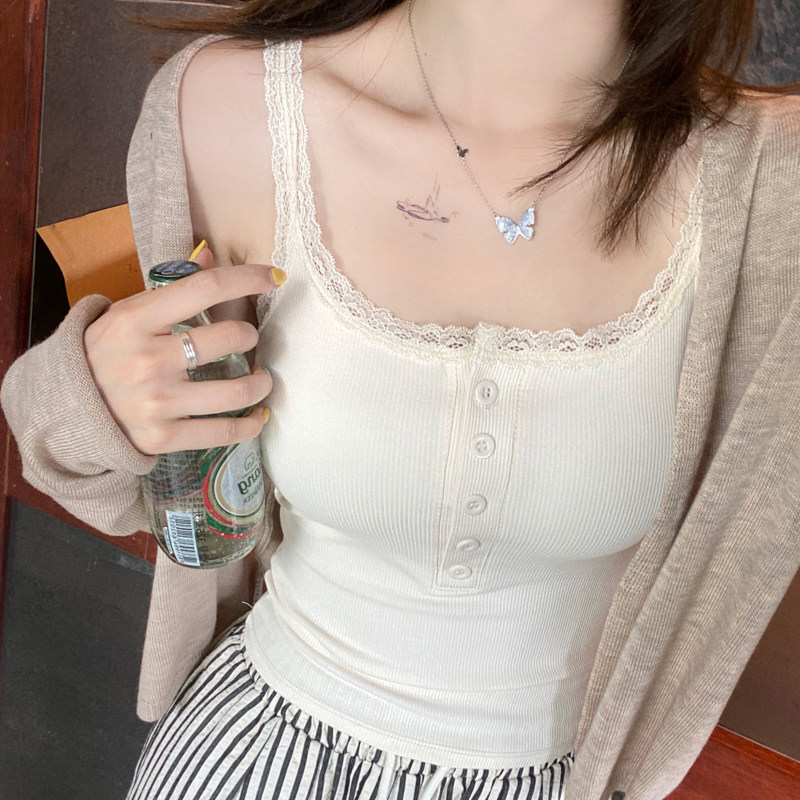 White Lace Camisole with Chest Pads for Women, Summer Outerwear or Inner Wear, 2026 New Style, Stunning and Elegant Small Top as a Base Layer White Lace Camisole with Chest Pads for Women, Summer Outerwear or Inner Wear, 2026 New Style, Stunning and Elegant Small Top as a Base Layer