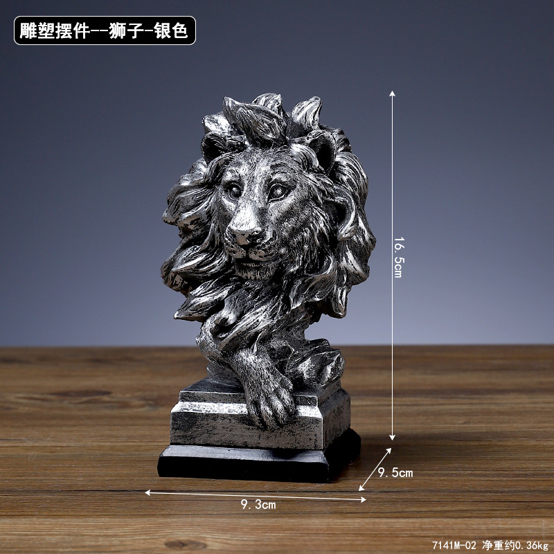 Animal Head Resin Ornaments Nordic Lion Eagle Crafts Office Decoration Living Room Entrance Sculpture Decoration