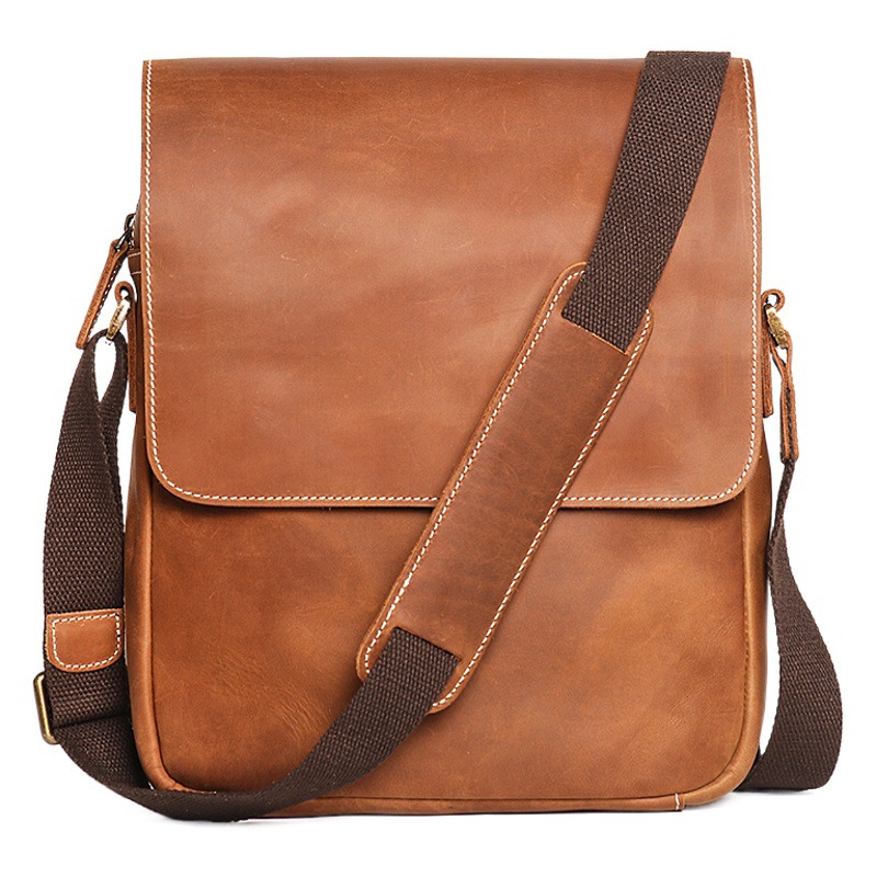 El comercio exterior de los nuevos hombres de cuero hecho a mano bolso de hombro de las mujeres de cuero de Caballo Loco bolsa de mensajero de moda retro bolsa de piel de vaca ipad