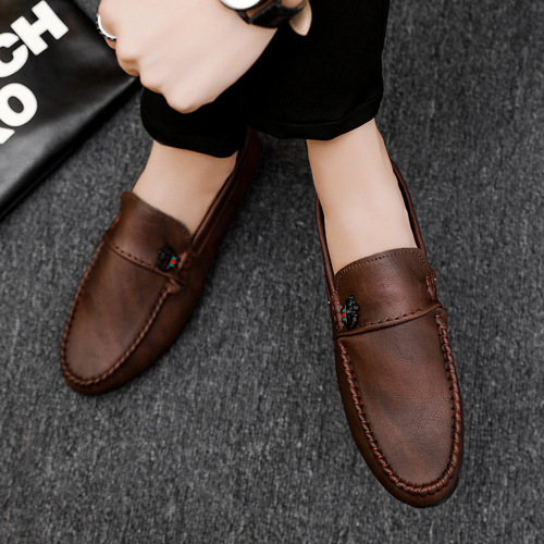 Soft Leather Formal British Style Lounge High-End Loafers Bean Shoes Low-Top Business Lightweight Durable Men's Fashion