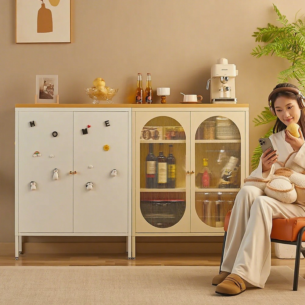 Metal Cabinet for Narrow Spaces, Modern Minimalist Home Use, Rattan Storage Cabinet for Living Room, Wall-Mounted Tea Cabinet for Kitchen