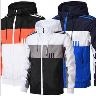 Casual New 2021 Spring Men's Jacket Color Matching Regular Long Sleeve Youth Popular Hooded Stand Collar Jacket 4856