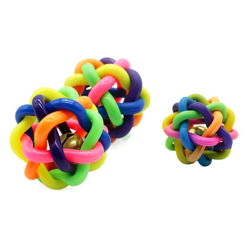 Игрушечный мяч для домашних животных, красочный тканый мяч, красочный колокольчик, радужный мяч, игрушечный мяч для кошек и собак, игрушка для домашних животных 6,