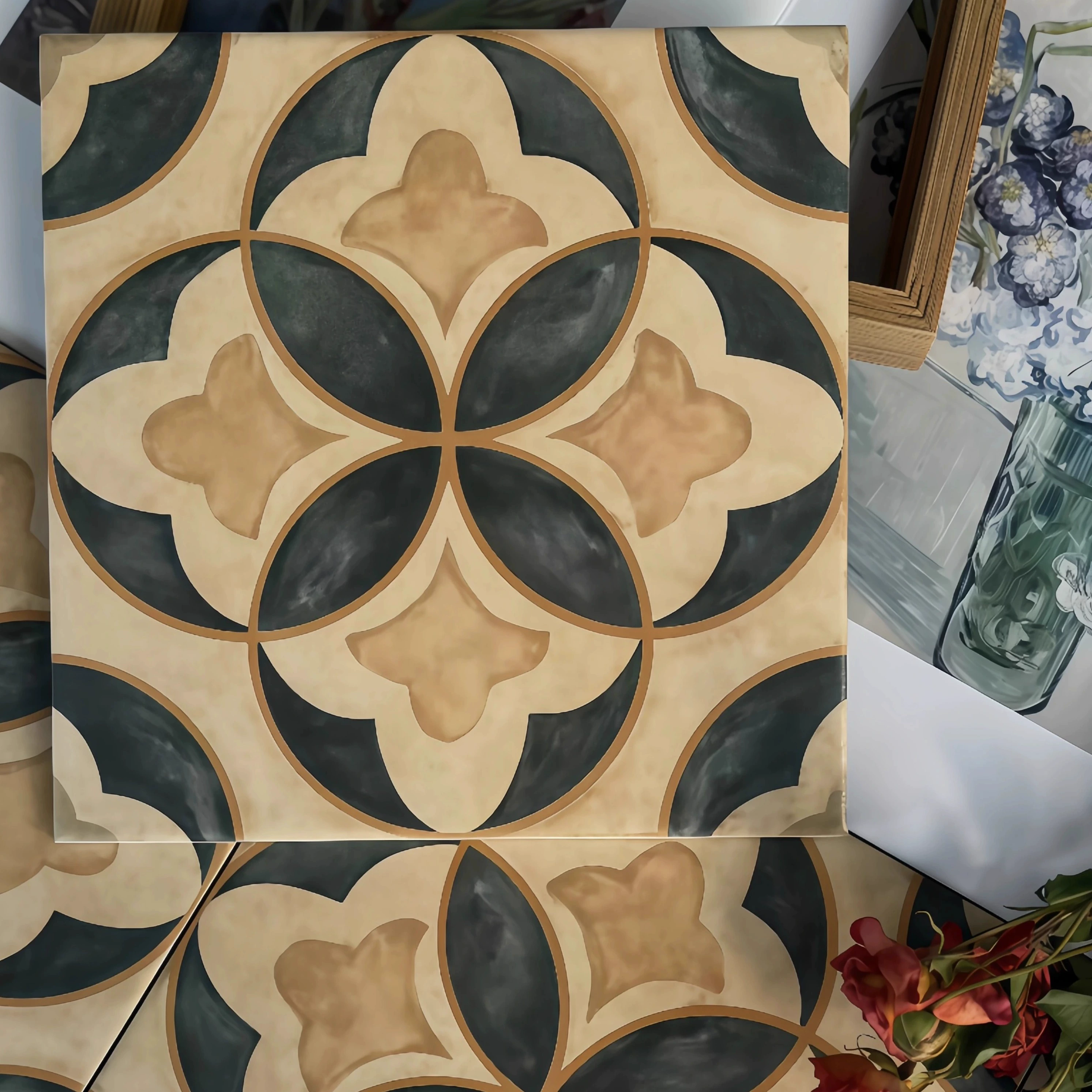 Паркетная плитка в стиле ретро, ​​французский магазин одежды B&B, кофейня, ванная комната, кухня, балкон, старинная старая плитка