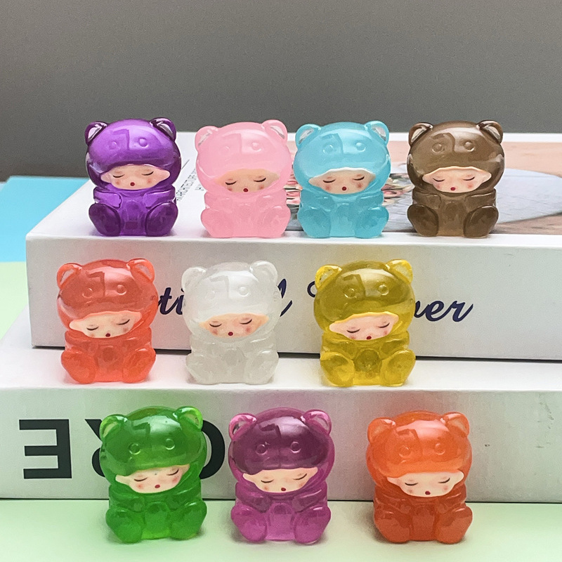 新品夜光小熊软糖饰品 diy卡通车载桌面摆挂件钥匙链挂件潮玩萌粒|undefined