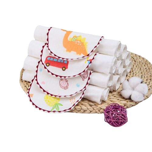 Summer New Four-Layer Embroidered Children's Absorbent Gauze Towel for Infants and Toddlers, Dual-Sided Use Back Towel, Pure Cotton Six-Layer Sweatproof Towel