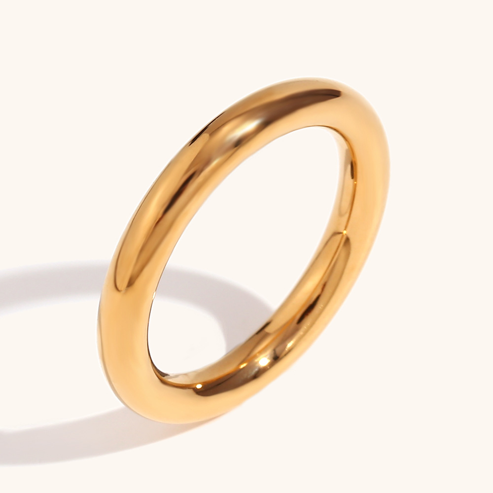 0.03µm-0.05µm Gold Plating Thickness PVD Coated Real Gold Plated 18K Gold Geometric Titanium Steel Waterproof Non Tarnish Rings