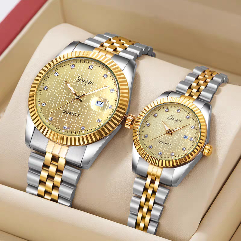 Couple's Watch Waterproof Quartz Imitation Watch Log Type Cross-Border Foreign Trade Wholesale Sapphire Mirror