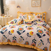 Korean Edition Princess wind Four piece suit Spring and summer The bed Supplies pure cotton thickening Brushed sheet Cotton student dormitory bedding