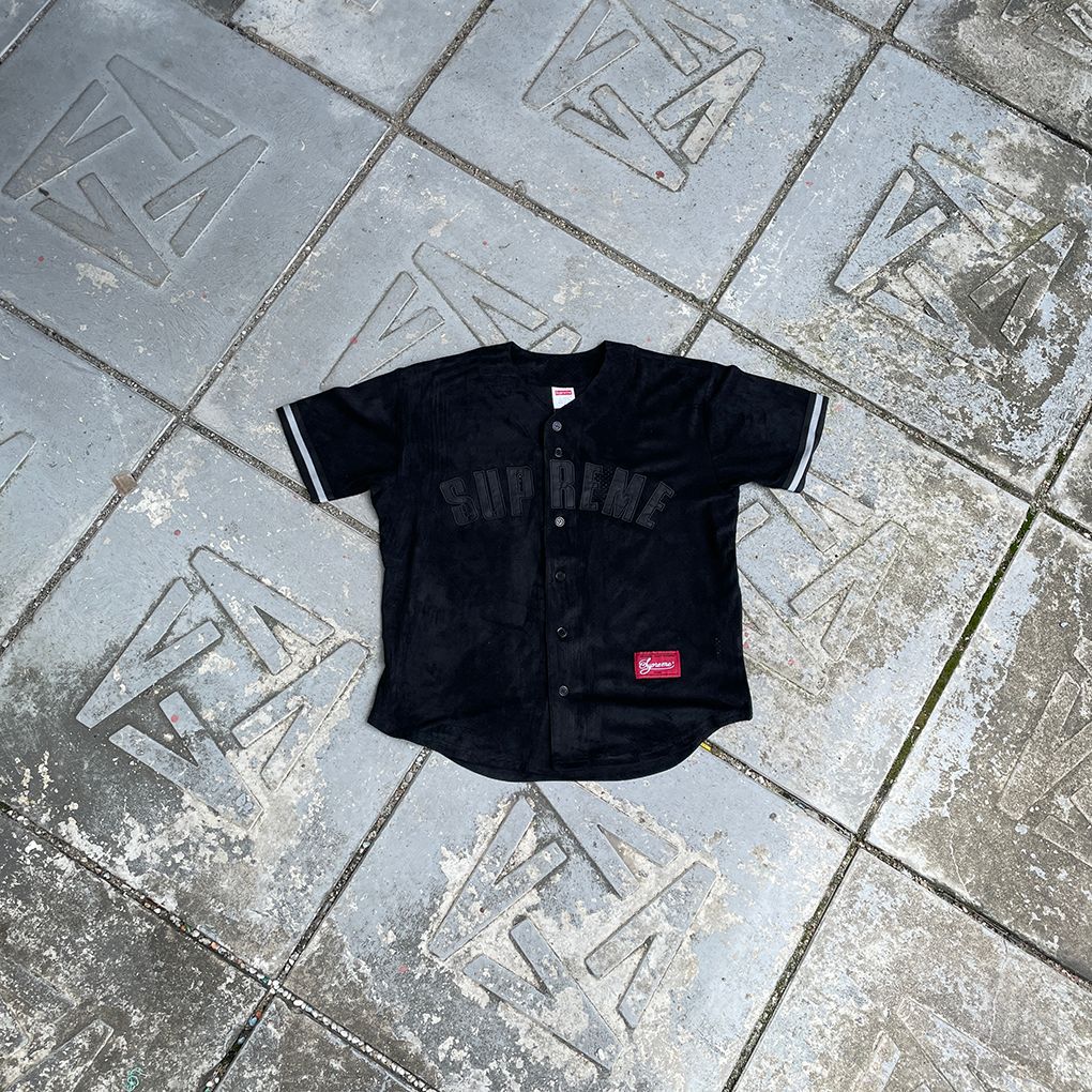 Supreme SS24 Ultrasuede Mesh Baseball Jersey Black