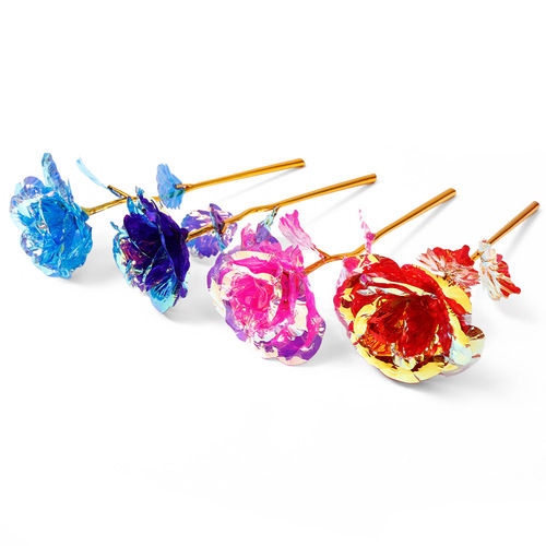 Chinese Valentine's Day 24k Glowing Gold Foil Rose Mother's Day Carnation Preserved Flower Valentine's Day Gift Box