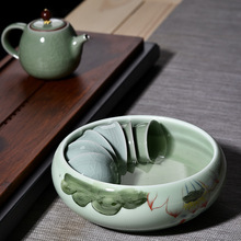 陶瓷家用特大号茶洗笔洗杯盆紫砂白瓷功夫茶具配件小号洗茶器皿