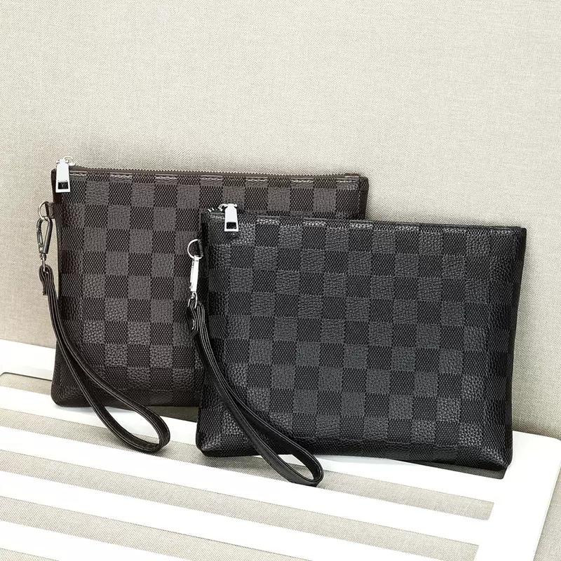 男新款潮流手抓包时尚手包信封包格子手拿包商务通勤手包批发