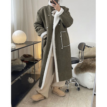 重磅羊羔毛大衣皮毛一体两穿冬季新款韩版时髦廓形保暖长款外套女