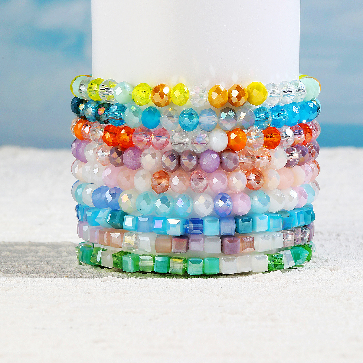 hot selling bracelets are versatile and high end Bohemian elastic line summer crystal bracelet set_voghion.com