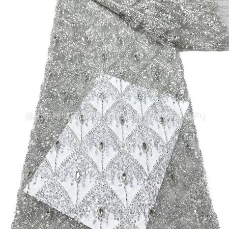 Fabricante nuevo vestido de boda de diamante tela de brindis contraposición manual de diamante en caliente tela de encaje bordada