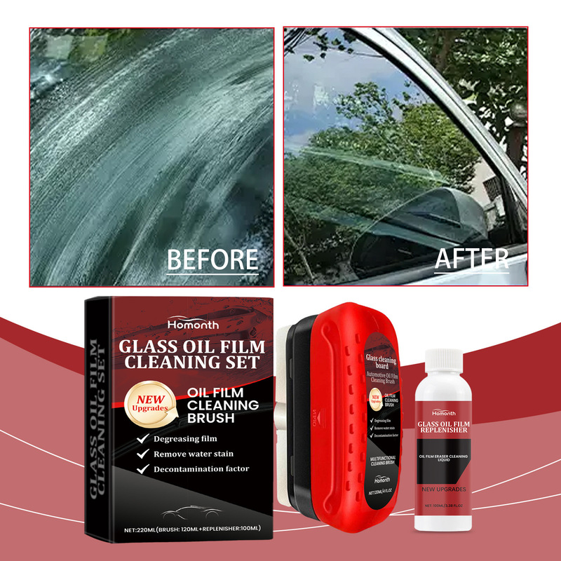 Homonth Windshield Film Cleaner Set Decontamination Cleaning Car Window Rainproof Car Glass Cleaning Brush