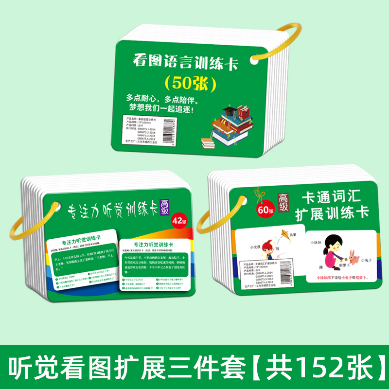 Auditory training card, visual focus, auditory-motor coordination card, follow instructions and perform actions, auditory attention, memory