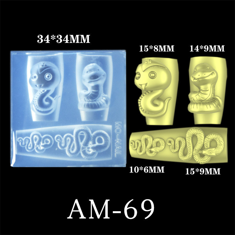 Serpiente de dragón uñas moldes de silicona congelado simple arco mariposa nacional de moda dragón bebé león despierto adornos de uñas abrasivos