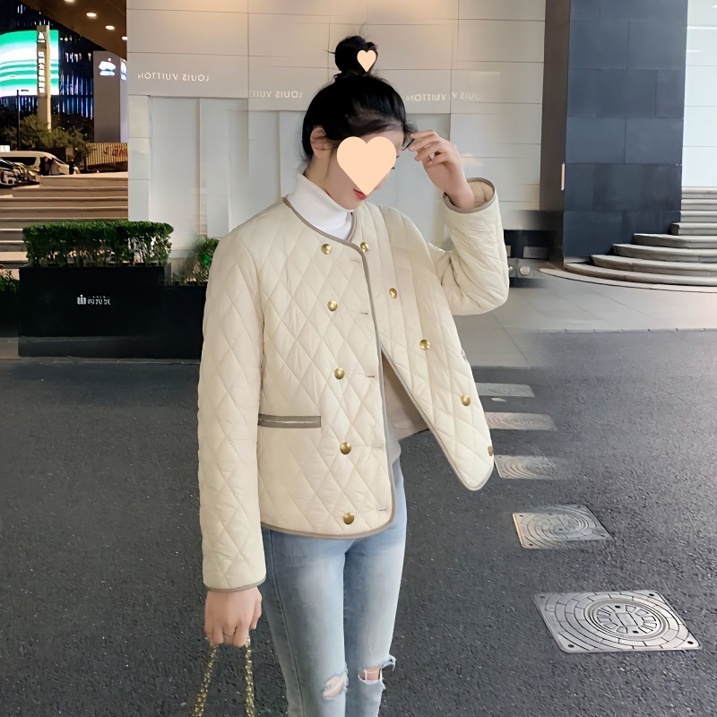 Diamond garland style contrasting light and thin cotton jacket for women in winter warm casual temperament small short top