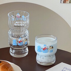 漫画単層カップルプレゼント子犬グラスクリエイティブジュースカップ牛乳カップコーヒーカップ朝食雪だるまカップ