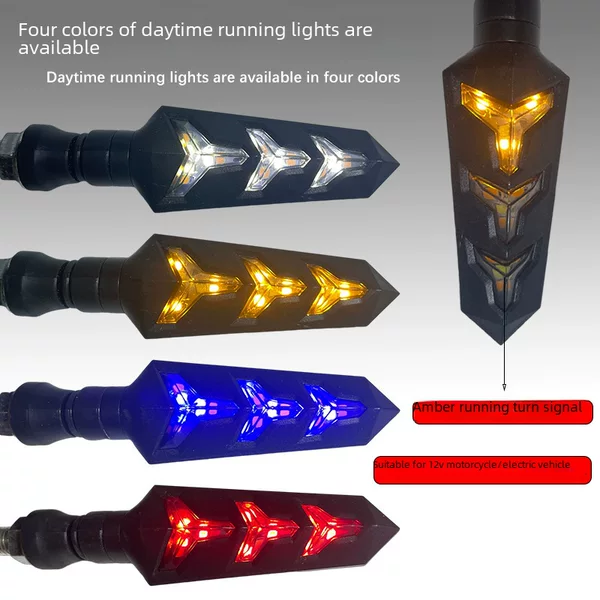 Motorcycle electric car Fish Bone Light LED running water turn signal Day running light width indicator light suitable for 12v modified accessories