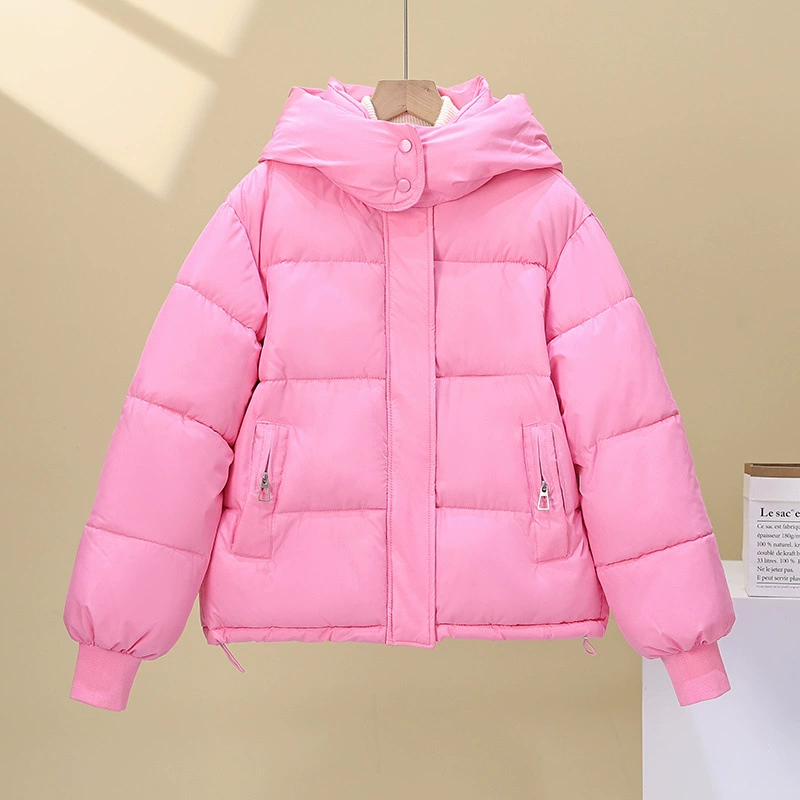 Short down jacket, hooded plus-size, down-filled quilted winter coat