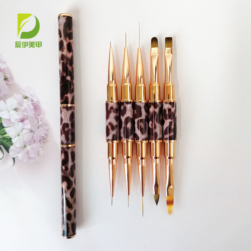 美甲套装金属杆豹纹双头美甲工具双用笔拉线雕花光疗笔指甲刷
