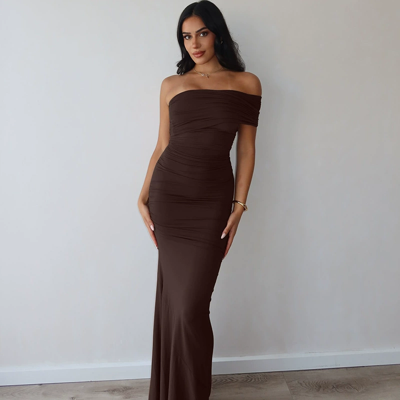 Европейская и американская женская одежда, хиты продаж лета 2025 года: новое сексуальное элегантное платье с открытой спиной и разрезом, облегающее, оптовая торговля для зарубежных рынков