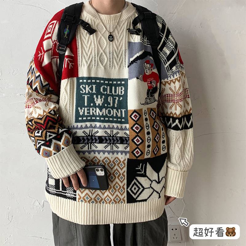 HPCP重磅加厚毛衣男冬季潮牌宽松慵懒高级感针织衫情侣装线衣外套