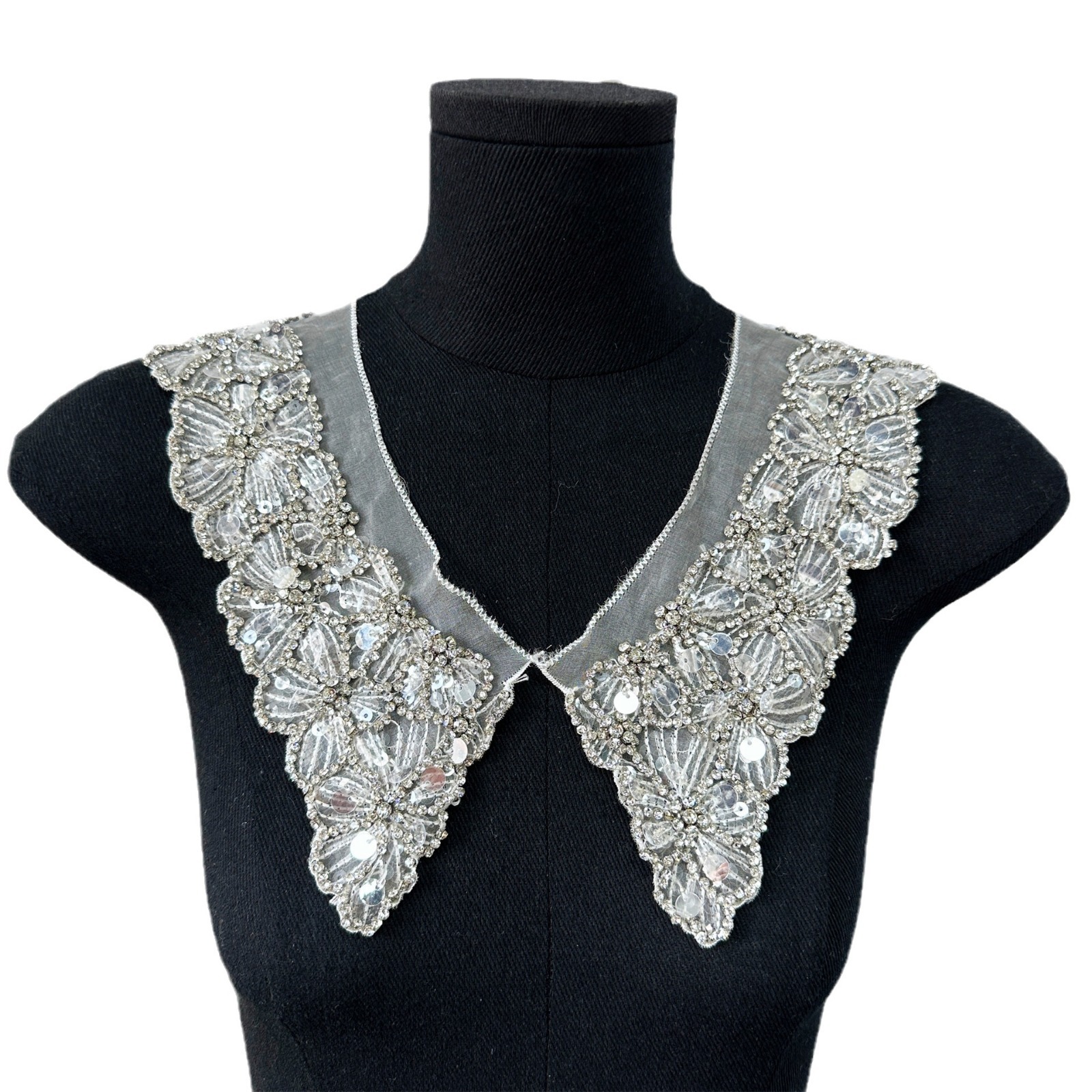 Productos semiacabados con cuentas de malla collar flor bordado tridimensional collar asiento accesorios de flores DIY bordado vestido de novia collar image 5