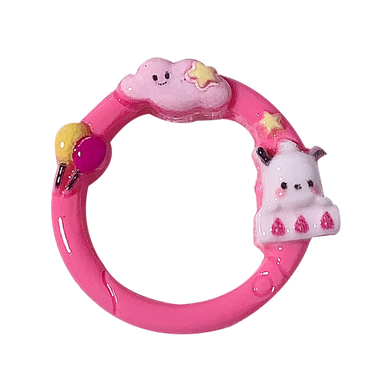 Nuevos dibujos animados Sanrio Pacha imitación anillo abierto DIY accesorios de resina adornamiento para el cabello crema caja de teléfono móvil llavero