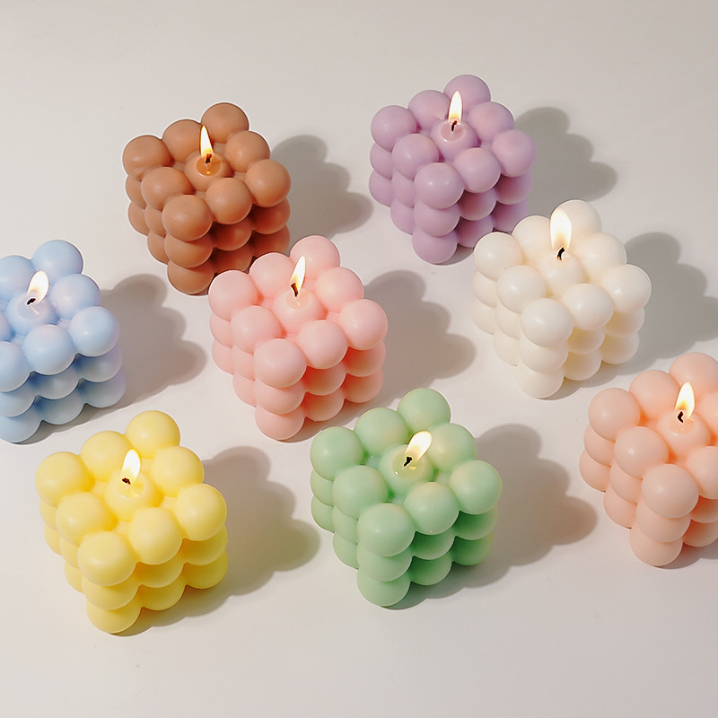 Cubo Rubik cera de cera decoración red para el hogar vela de cera con regalo creativo pequeño regalo de burbuja de cera de geometría